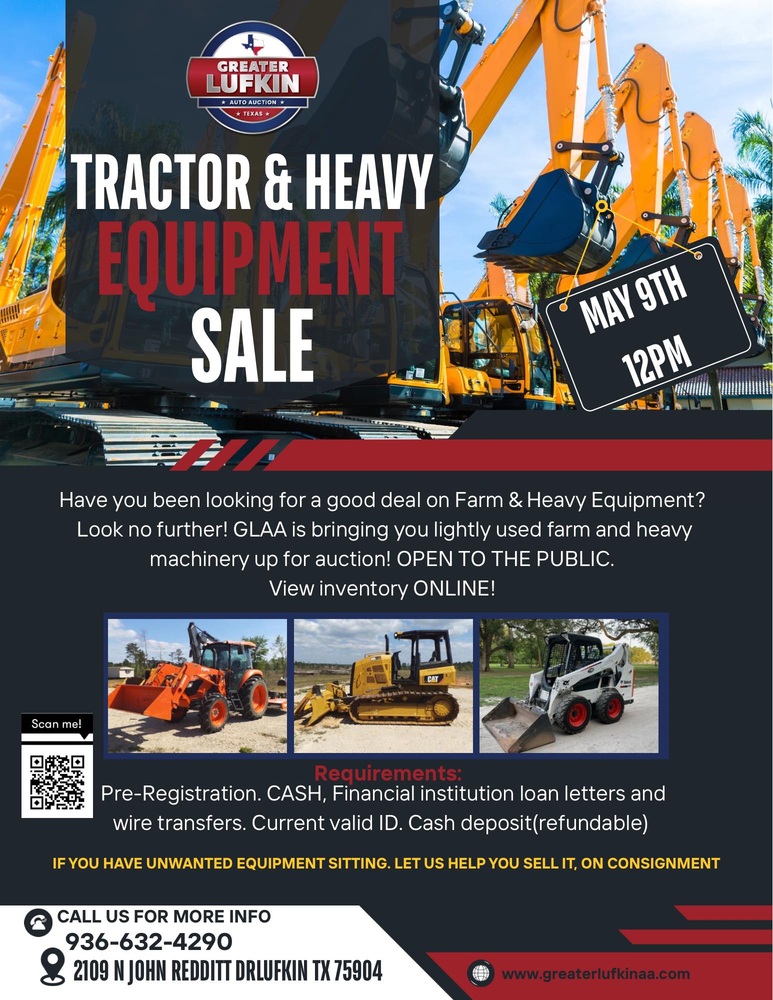 Tractor and Heavy Equipment Sale May 9th